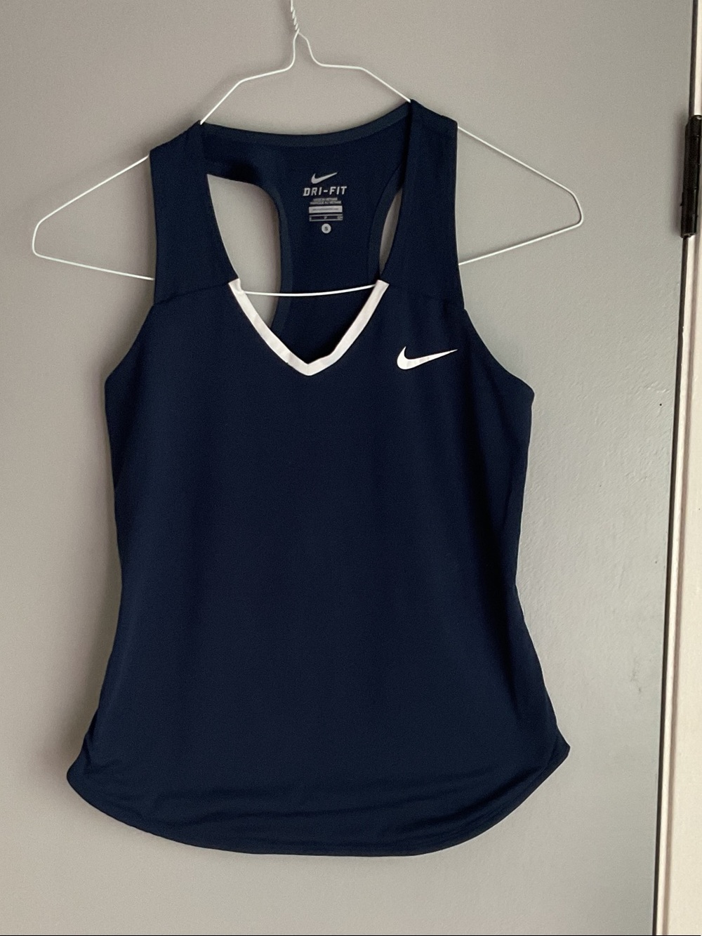 Nike Navy Blue Dri-FIT Racerback Tank with White Trim